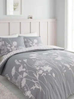 Catherine Lansfield|Catherine Lansfield - Meadowsweet omkeerbare dekbedovertrekset met bloemenprint Grijs