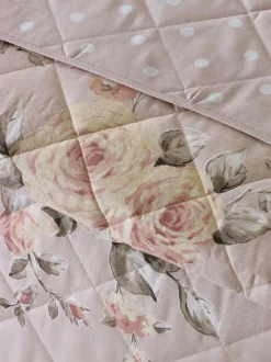 Catherine Lansfield|Catherine Lansfield - Omkeerbare doorgestikte Canterbury bedsprei met bloemenprint Roze