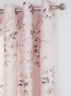 Catherine Lansfield|Gordijnen|Catherine Lansfield Canterbury ringgordijnen met bloemenprint Roze