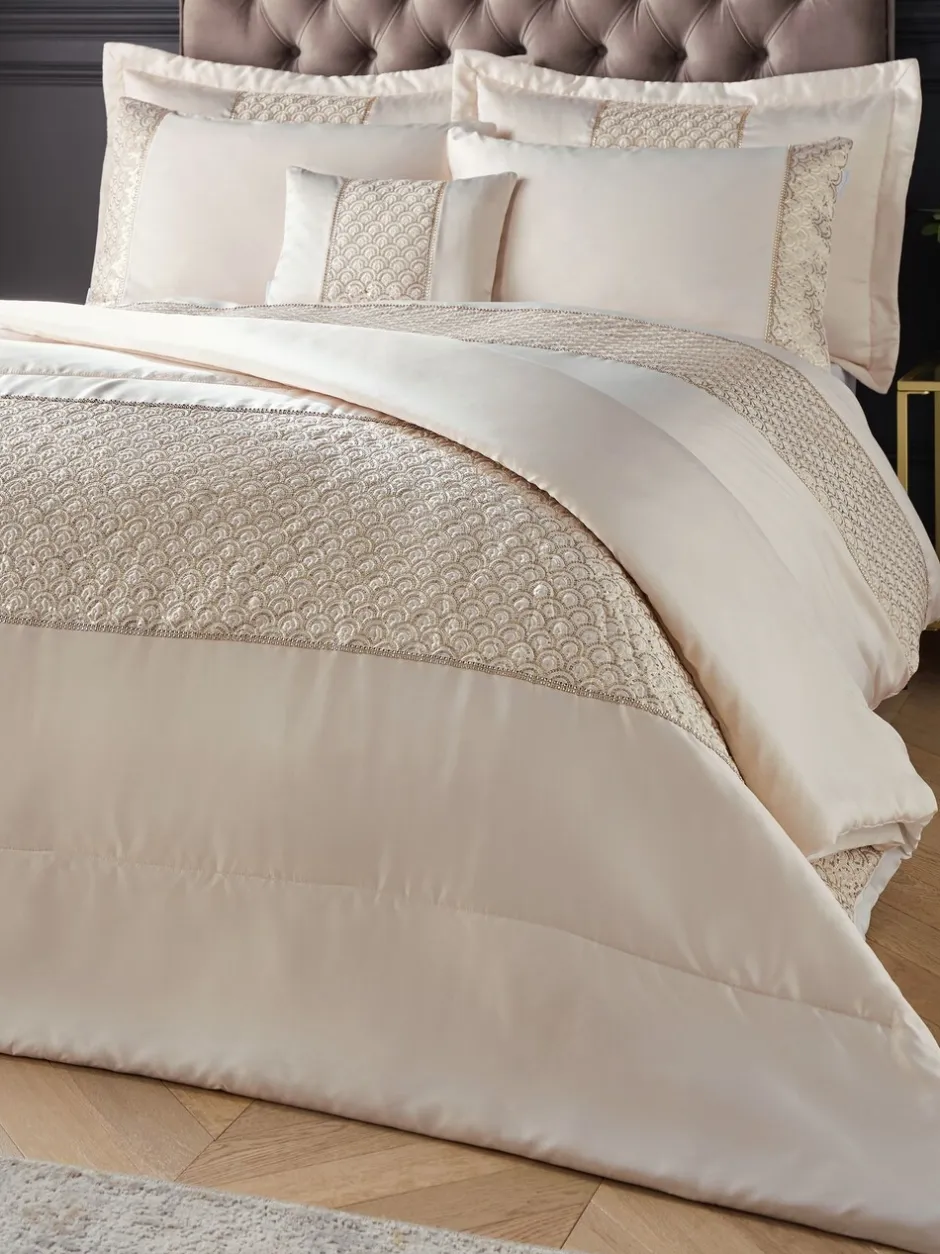 Dekbedden En Kussens*Catherine Lansfield Deco glamour doorgestikte kussenslopen met pailletten