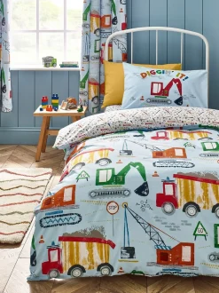 Catherine Lansfield|Kinderbeddengoed|Catherine Lansfield Digger Dreams Reversible Duvet Cover Set