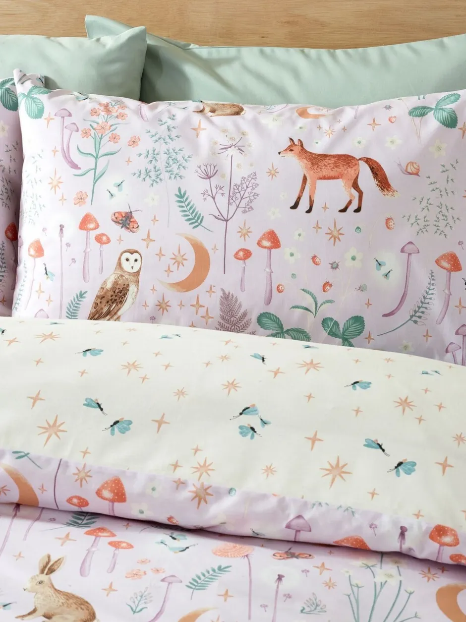 Catherine Lansfield*Catherine Lansfield Enchanted Twilight dekbedovertrek met dierenprint en kussensloop Lila