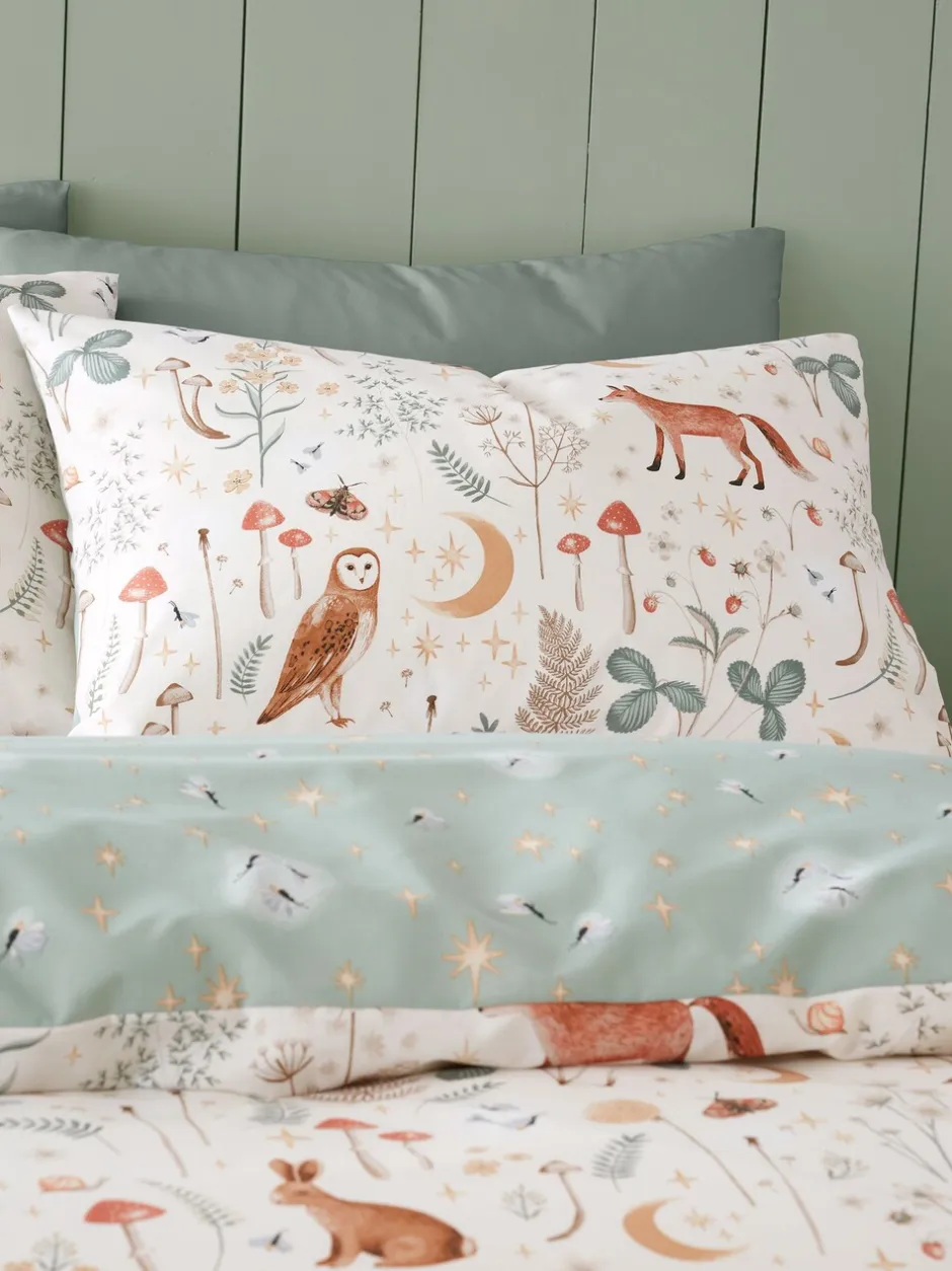 Catherine Lansfield*Catherine Lansfield Enchanted Twilight dekbedovertrek met dierenprint en kussensloop Natuurlijk
