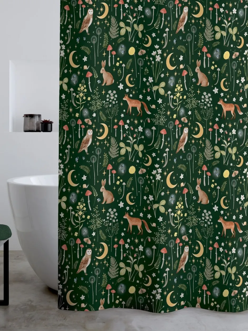 Catherine Lansfield*Catherine Lansfield Enchanted Twilight Animal Shower Curtain Donkergroen