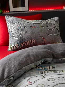 Catherine Lansfield|Kinderbeddengoed|Catherine Lansfield Game Over Glow in the Dark fleece dekbedovertrekset