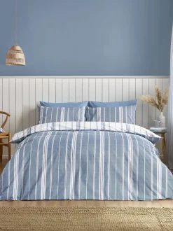 Catherine Lansfield|Catherine Lansfield Harbour Stripe Reversible Duvet Cover Set