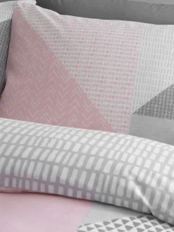 Catherine Lansfield|Catherine Lansfield Larsson set van dekbedovertrek en sloop met geometrische print