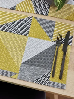 Tafellinnen En Placemats *Catherine Lansfield Larsson set van 2 afwasbare placemats van 100 katoen Geel