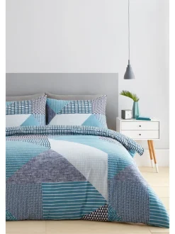 Catherine Lansfield|Catherine Lansfield Larsson set van dekbedovertrek en sloop met geometrische print