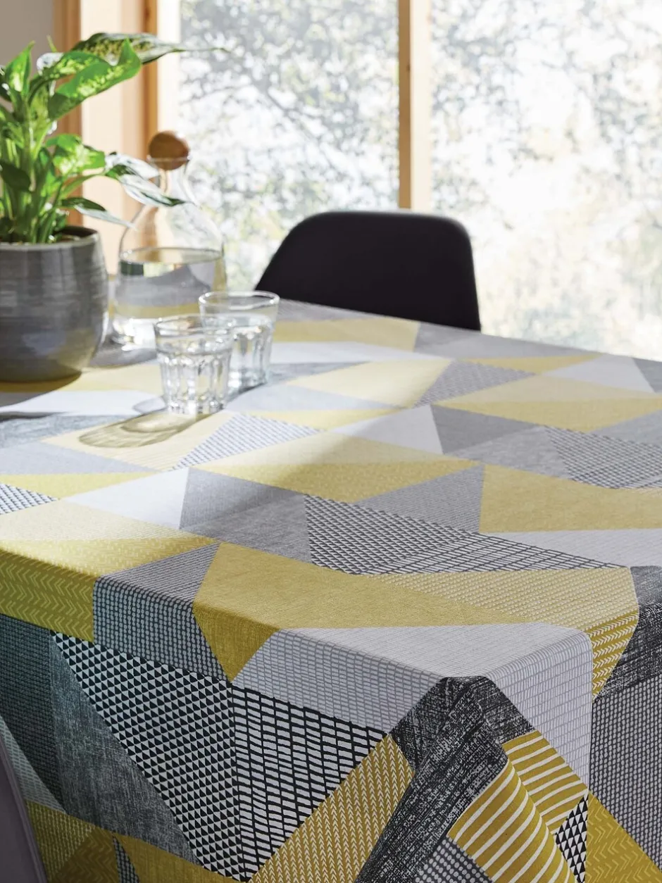 Tafellinnen En Placemats |Catherine Lansfield Larsson Geo 100% katoenen tafelkleed Okergeel