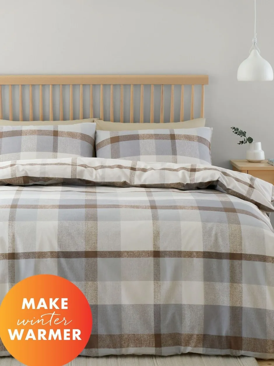 Catherine Lansfield*Catherine Lansfield Omkeerbare Supersoft 100% Geborstelde Katoenen Ruit Dekbedovertrekset