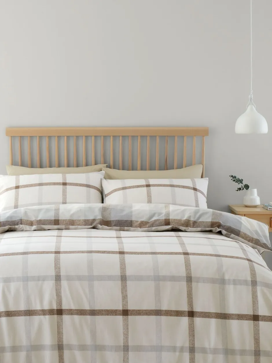 Catherine Lansfield*Catherine Lansfield Omkeerbare Supersoft 100% Geborstelde Katoenen Ruit Dekbedovertrekset