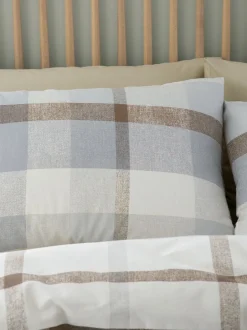 Catherine Lansfield*Catherine Lansfield Omkeerbare Supersoft 100% Geborstelde Katoenen Ruit Dekbedovertrekset