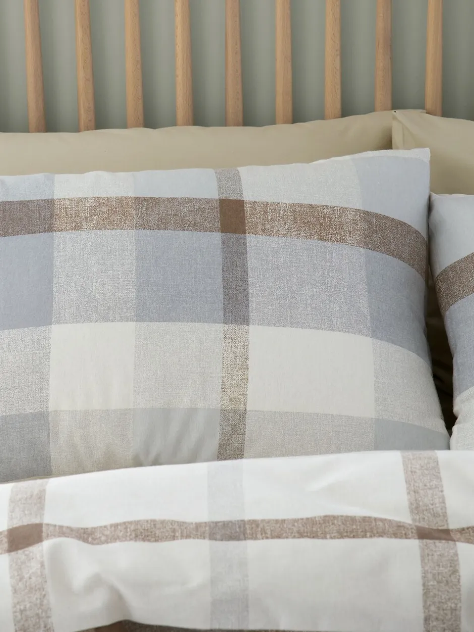 Catherine Lansfield*Catherine Lansfield Omkeerbare Supersoft 100% Geborstelde Katoenen Ruit Dekbedovertrekset