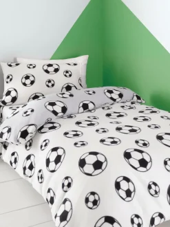 Catherine Lansfield|Kinderbeddengoed|Catherine Lansfield omkeerbare dekbedovertrekset van fleece met voetbal