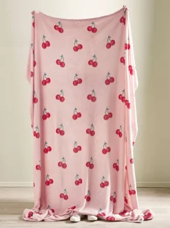 Catherine Lansfield|Catherine Lansfield Oversized Disco Cherries Cosy Fleece Deken