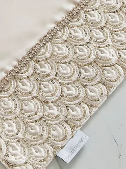 Tafellinnen En Placemats |Catherine Lansfield Set van 4 Deco Pailletten Eetkamer Placemats Champagne