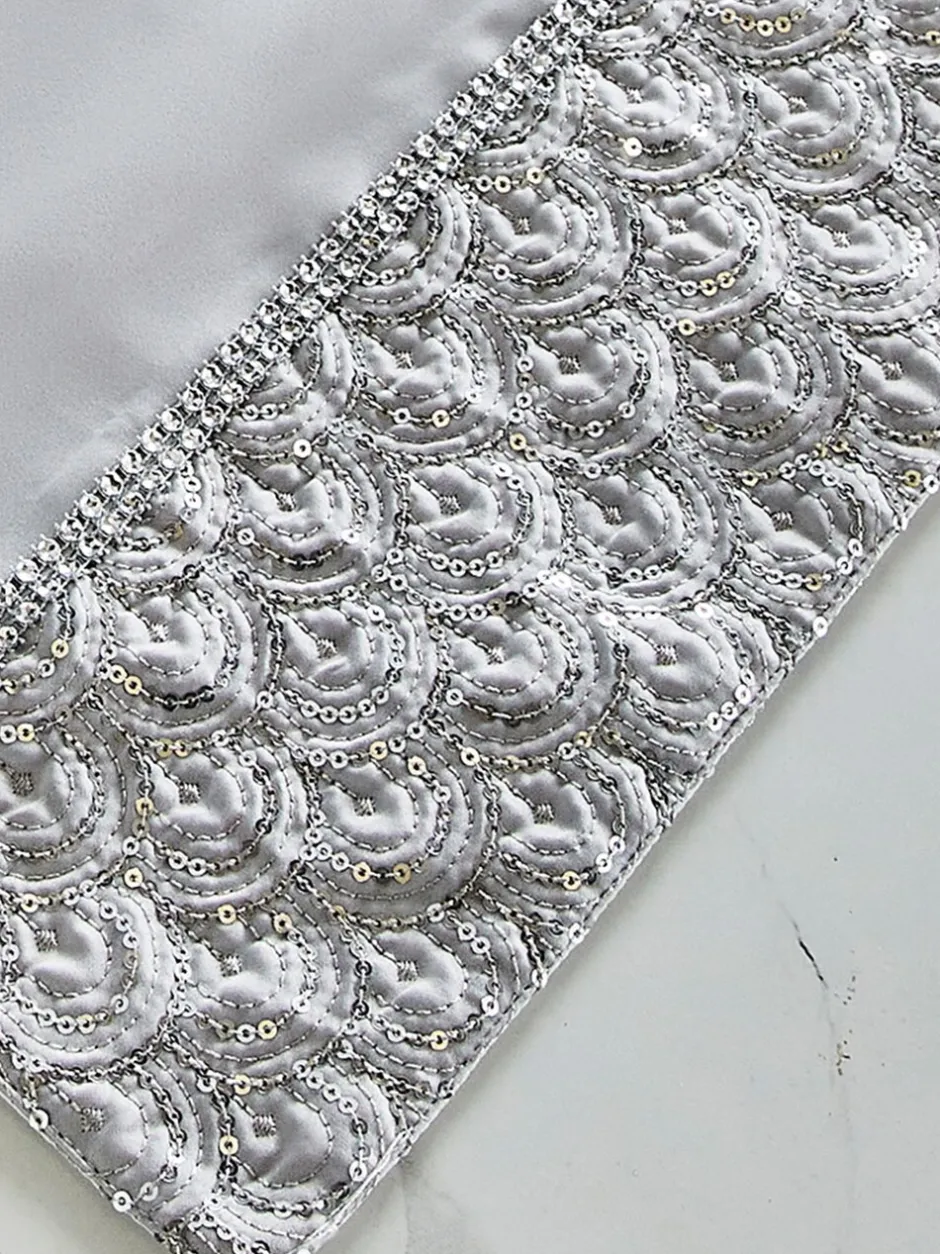 Tafellinnen En Placemats *Catherine Lansfield Set van 4 Deco Pailletten Eetkamer Placemats Zilver