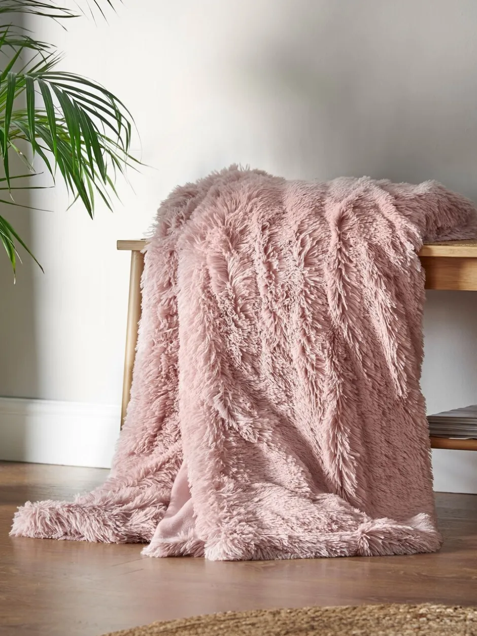 Catherine Lansfield|Catherine Lansfield So Soft Cuddly Deep Pile bedloper van imitatiebont Roze