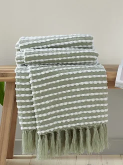 Catherine Lansfield|Catherine Lansfield Stab Stitch Throw Groen