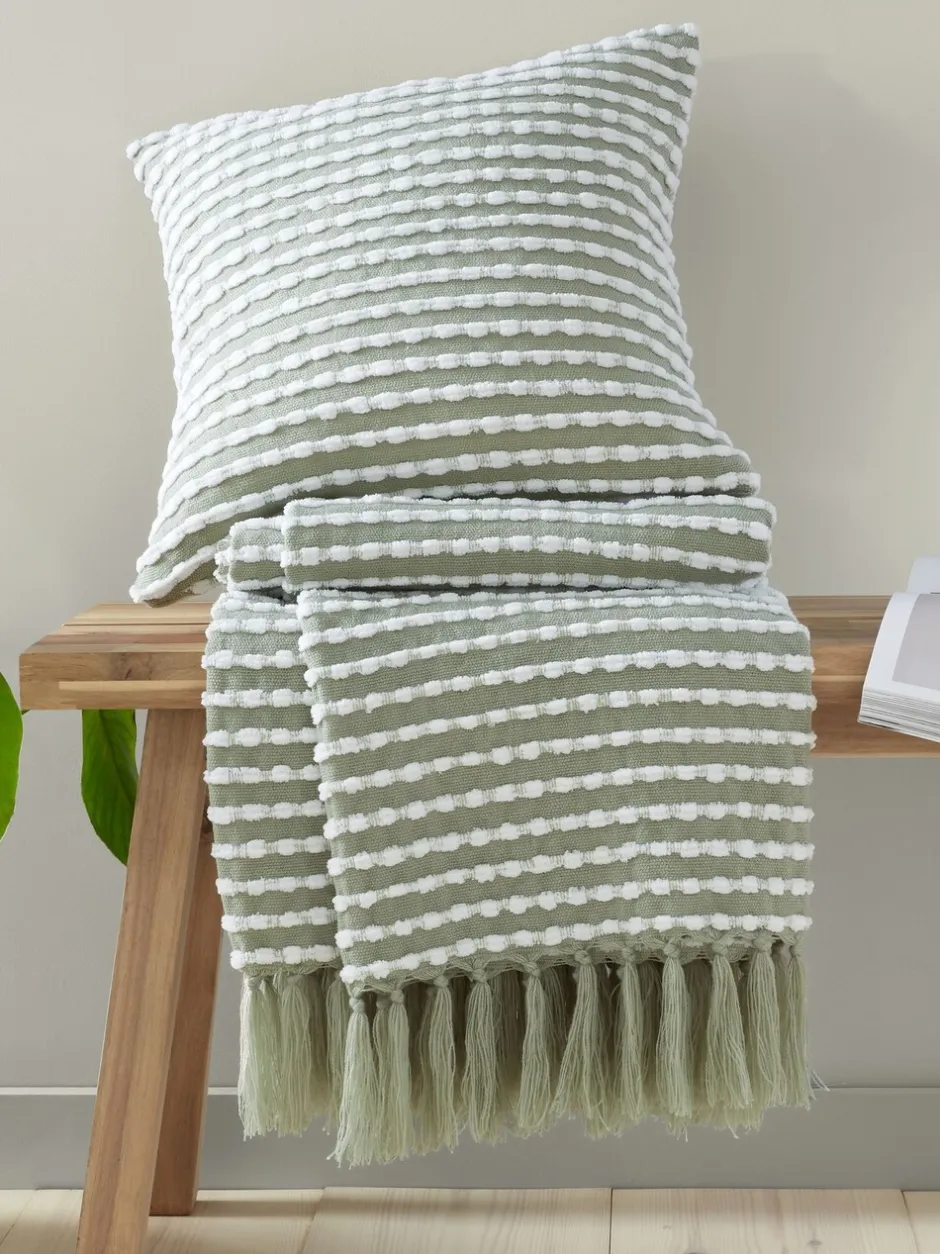 Catherine Lansfield|Catherine Lansfield Stab Stitch Throw Groen