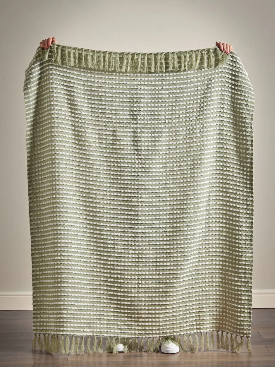 Catherine Lansfield|Catherine Lansfield Stab Stitch Throw Groen