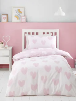 Catherine Lansfield|Catherine Lansfield Supersoft 100% geborsteld katoenen dekbedovertrekset met hartjes
