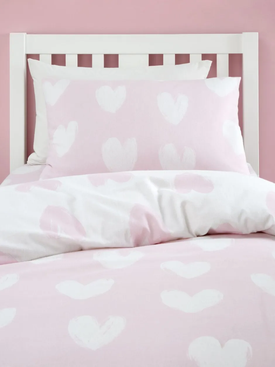 Catherine Lansfield|Catherine Lansfield Supersoft 100% geborsteld katoenen dekbedovertrekset met hartjes