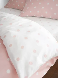 Catherine Lansfield|Beddenlakens En Kussenslopen*Catherine Lansfield superzacht 100% geborsteld katoenen hoeslaken met stippen Lichtroze