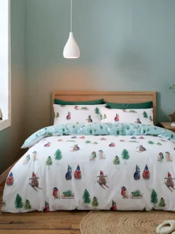 Catherine Lansfield|Catherine Lansfield Superzacht 100% geborsteld katoenen Kerstmis Penguin Dekbedovertrek Set