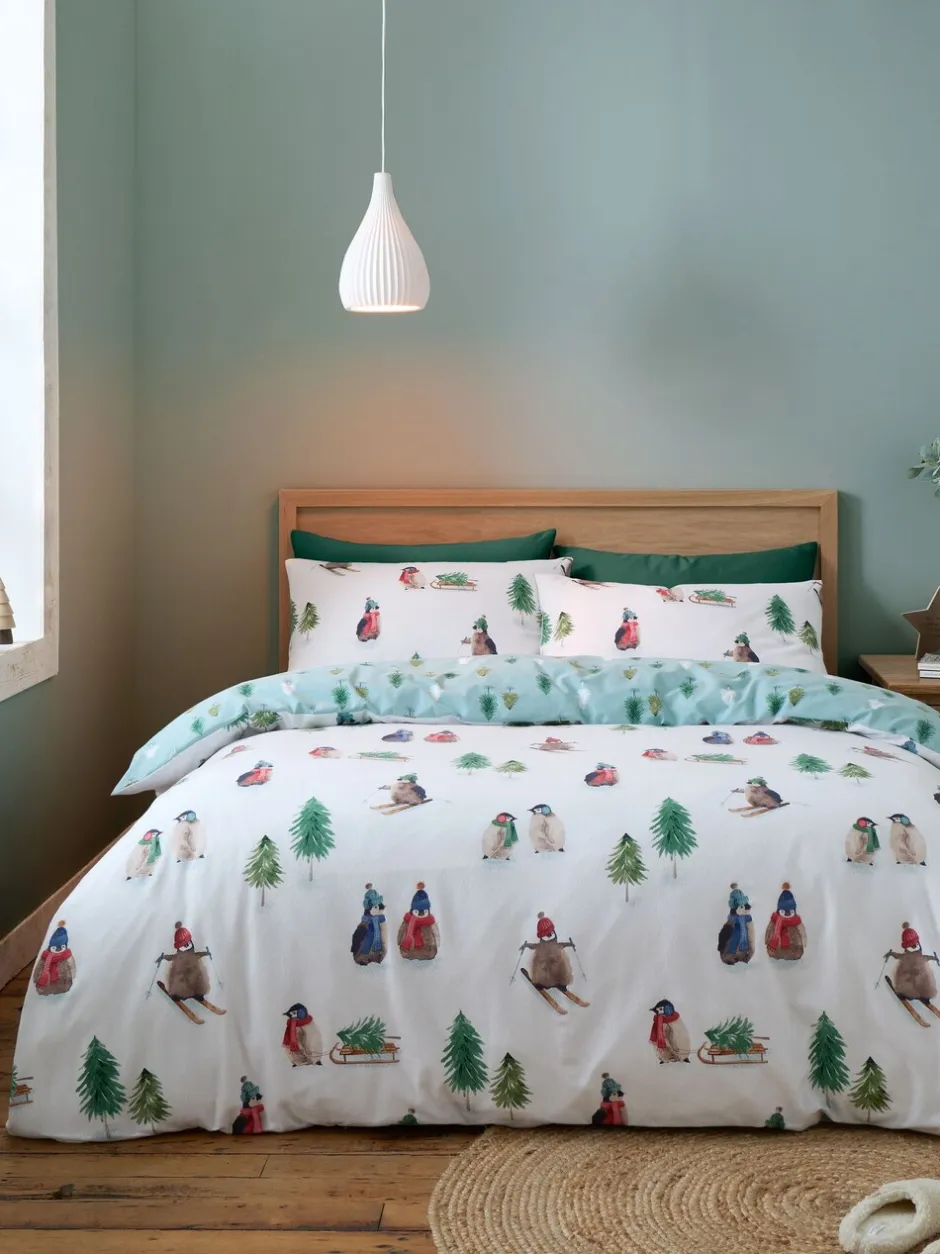 Catherine Lansfield|Catherine Lansfield Superzacht 100% geborsteld katoenen Kerstmis Penguin Dekbedovertrek Set