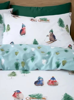 Catherine Lansfield|Catherine Lansfield Superzacht 100% geborsteld katoenen Kerstmis Penguin Dekbedovertrek Set