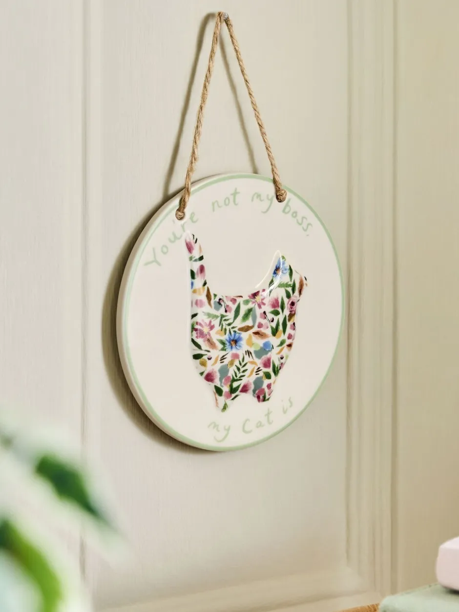 Decoraties|Next Ceramic Floral Cat Person Hanging Decoration