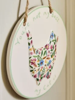 Decoraties|Next Ceramic Floral Cat Person Hanging Decoration