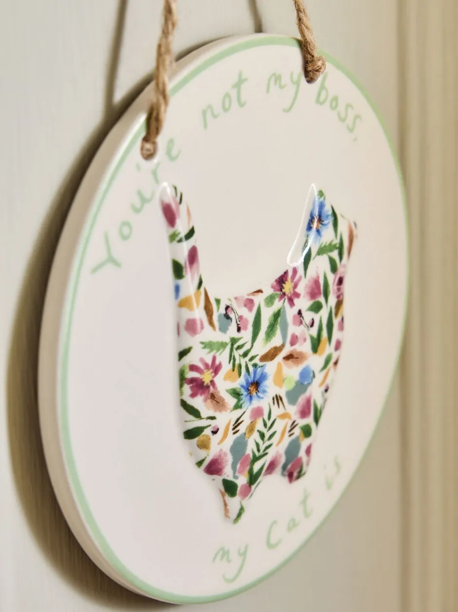 Decoraties|Next Ceramic Floral Cat Person Hanging Decoration