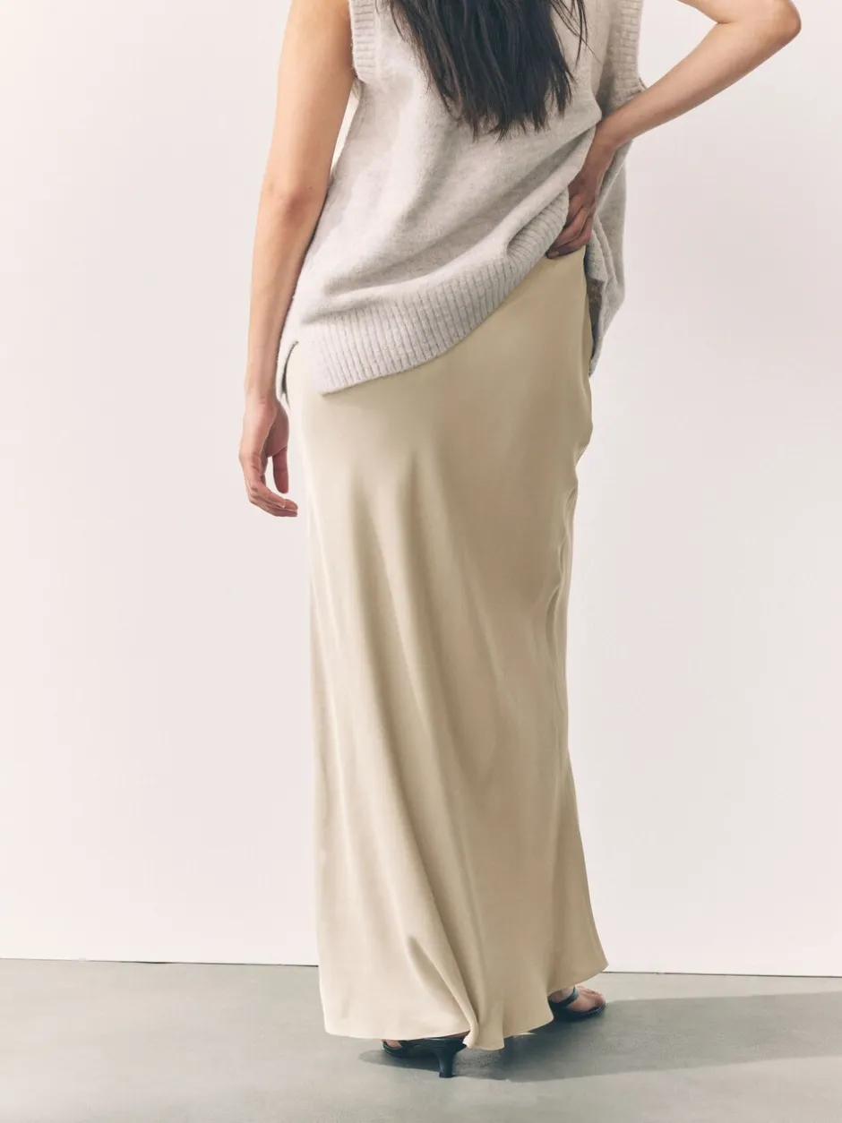 Rokken|Next Champagne-goud - Satijnen midirok