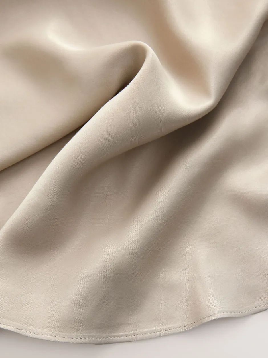 Rokken|Next Champagne-goud - Satijnen midirok