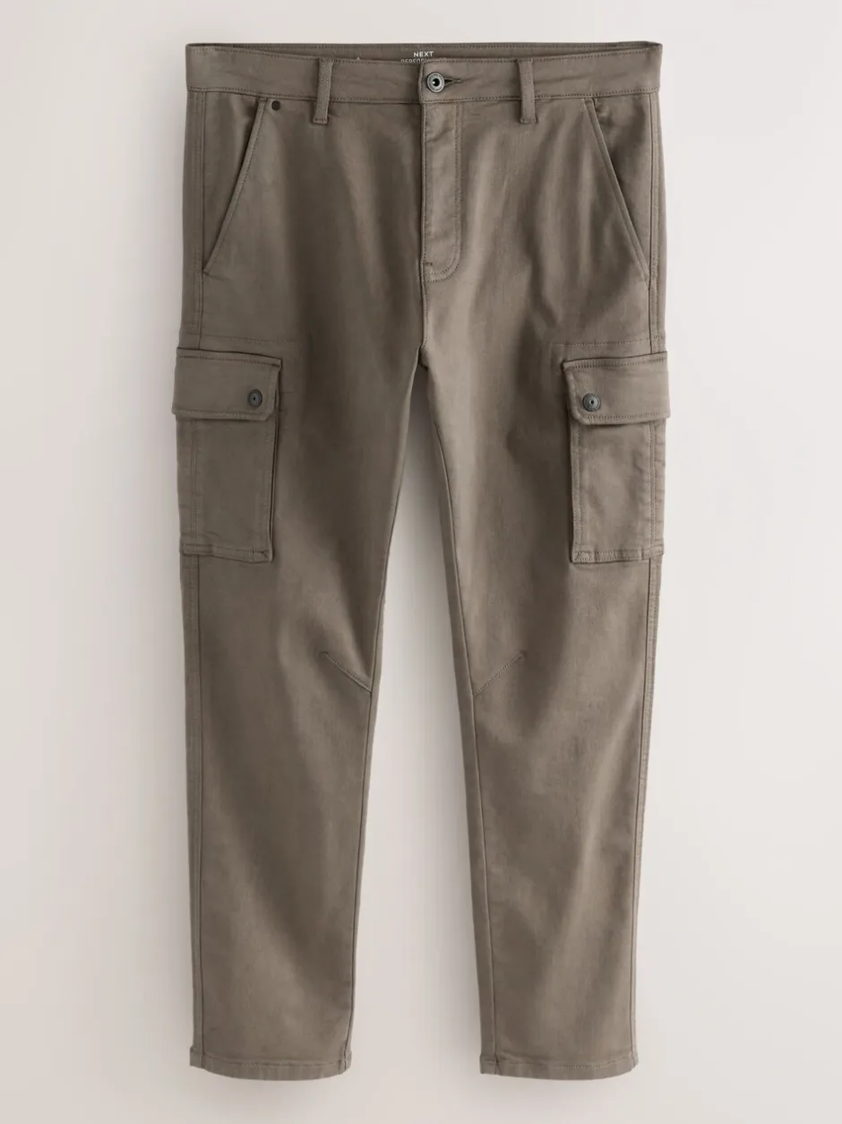 Broeken En Chino's*Next - Slim Fit Motionflex Strech Cargo Trousers Champignon