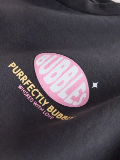 Tops|T-Shirts*Next Charcoal Grey Bubble Tea - Graphic Print Top and Leggings Set (3-16yrs)