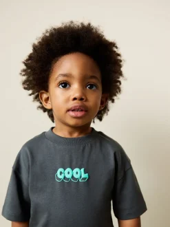 T-Shirts|Tops|Next Charcoal Grey Cool Slogan - Short Sleeve Small Graphic T-Shirt (3mths-7yrs)