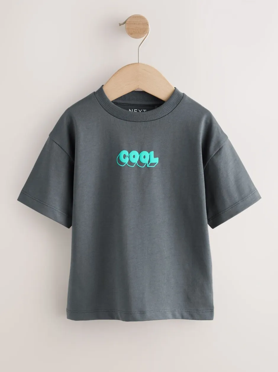 T-Shirts|Tops|Next Charcoal Grey Cool Slogan - Short Sleeve Small Graphic T-Shirt (3mths-7yrs)