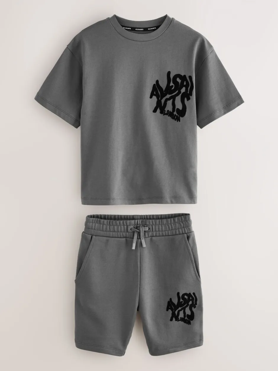 Shorts*smALLSAINTS - Orlando T-Shirt and Sweat Shorts Set Charcoal Grey/Flocked