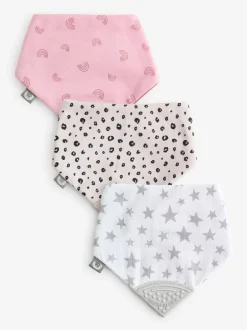 Slabbetjes|Cheeky Chompers tandjes dribbelen luipaardprint regenbogen en sterren bruine slabbetjes 3 Pack