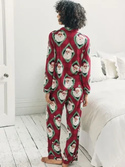 Pyjama's|Chelsea Peers Christmas Jolly Santa Print Long Pyjamas Set
