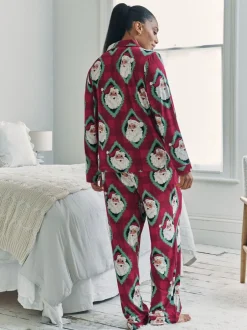 Pyjama's|Chelsea Peers Christmas Jolly Santa Print Long Pyjamas Set