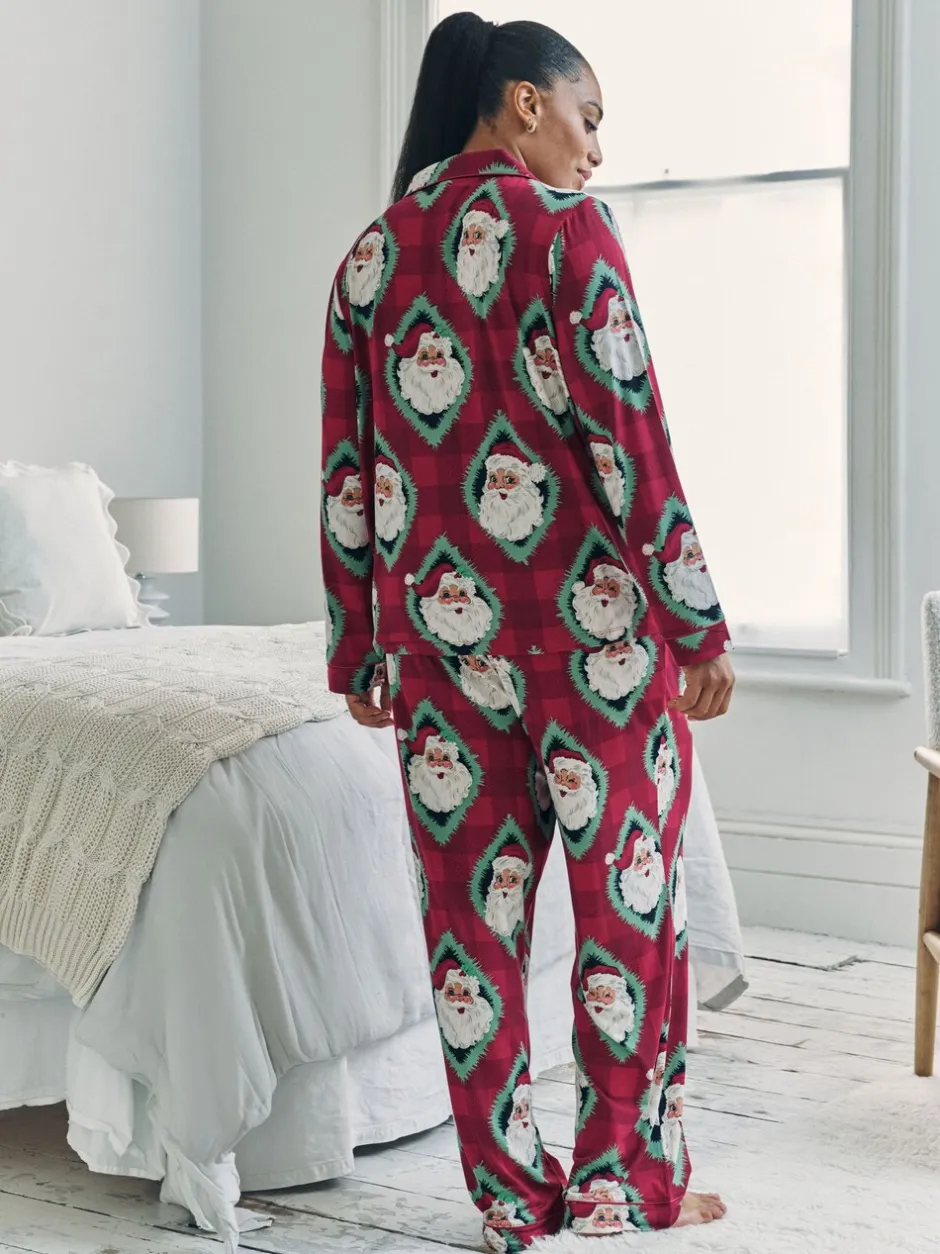 Pyjama's|Chelsea Peers Christmas Jolly Santa Print Long Pyjamas Set