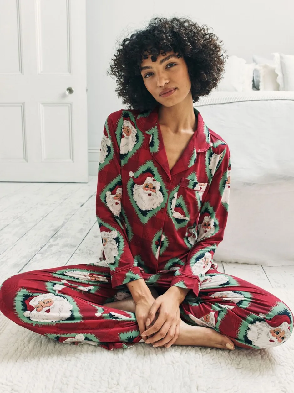 Pyjama's|Chelsea Peers Christmas Jolly Santa Print Long Pyjamas Set