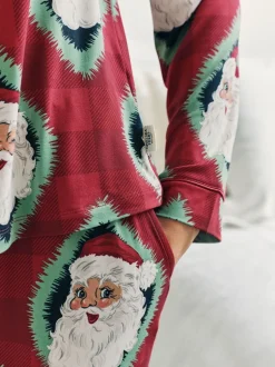 Pyjama's|Chelsea Peers Christmas Jolly Santa Print Long Pyjamas Set