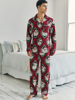 Pyjama's|Chelsea Peers Christmas Jolly Santa Print Long Pyjamas Set