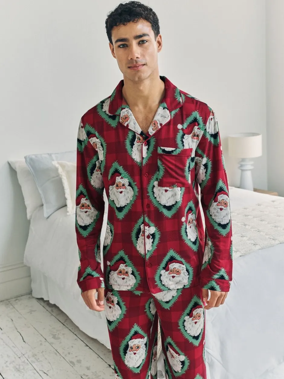 Pyjama's|Chelsea Peers Christmas Jolly Santa Print Long Pyjamas Set